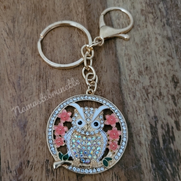 2/$20 Boho Owl Crystal Rhinestone Keychain Bag Charm - Picture 7 of 9